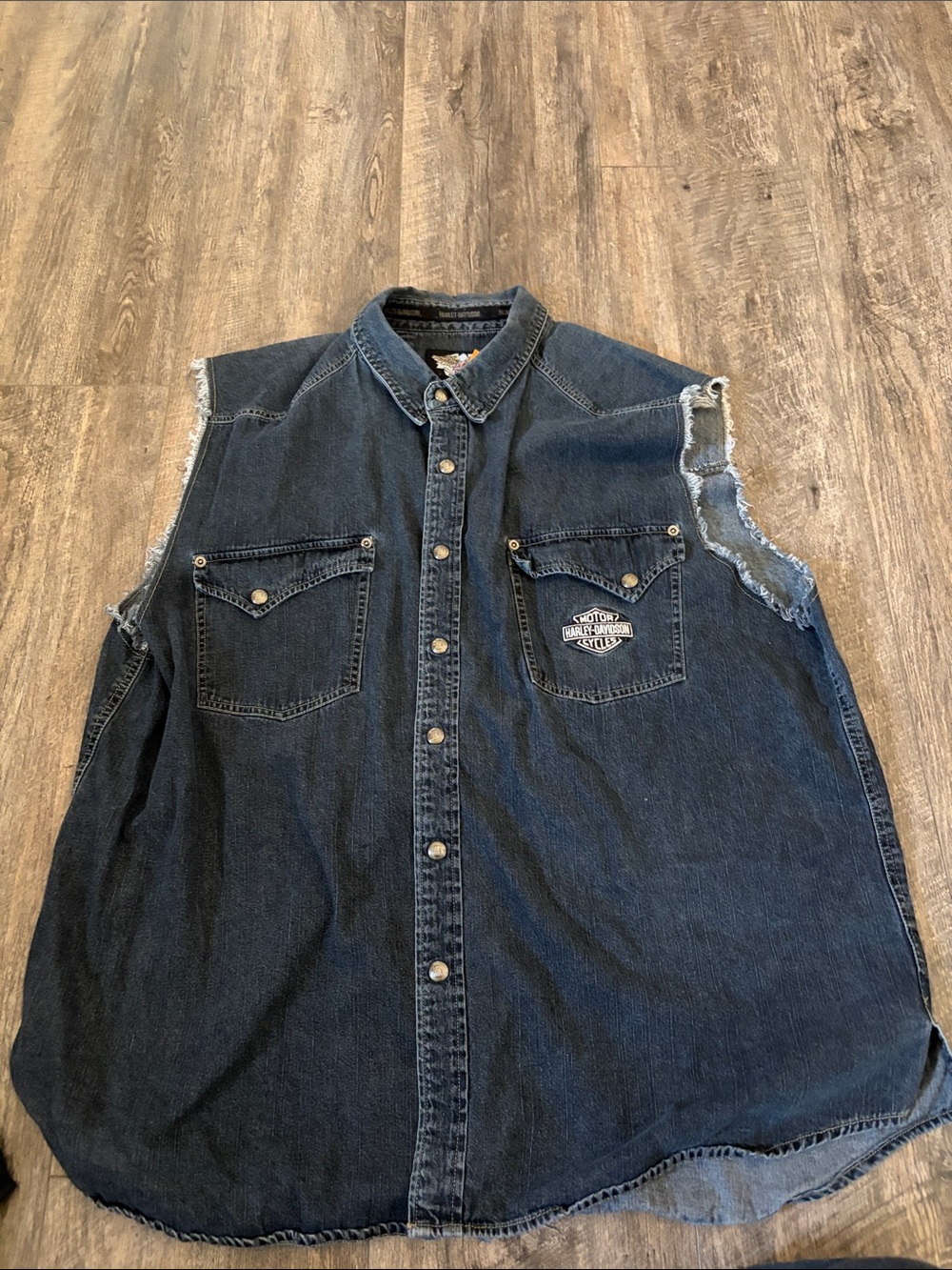 Harley-Davidson Dark Blue Sleeveless Denim Shirt with Patch